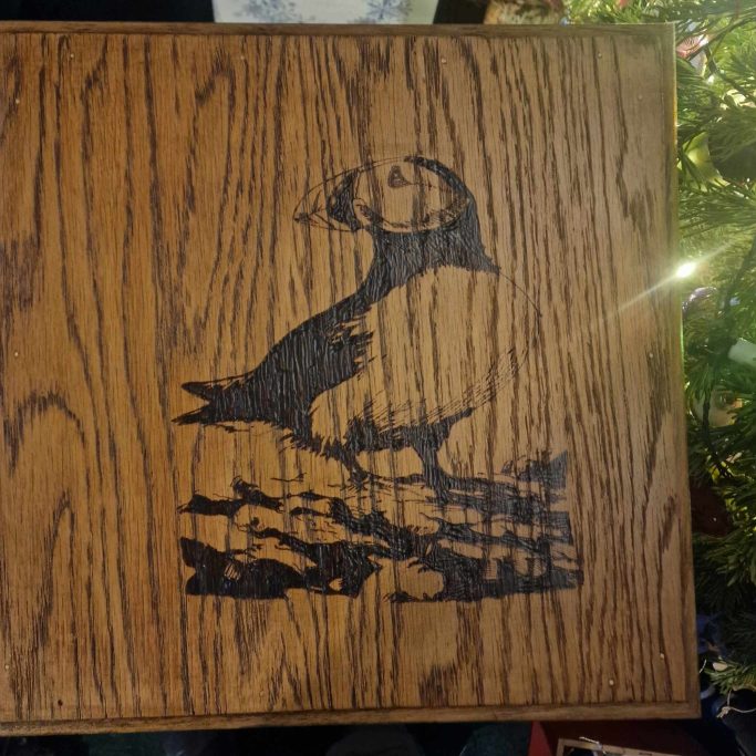 Custom puffin sewing box